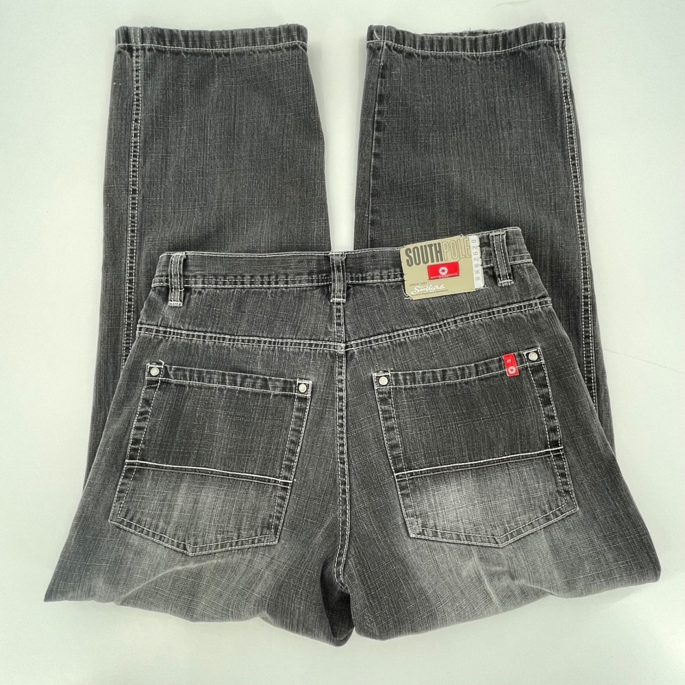 Southpole Baggy Wide Leg Jeans Mens 34x30 Faded Black Y2K Hip Hop Red Tab Vtg. - Picture 9 of 12